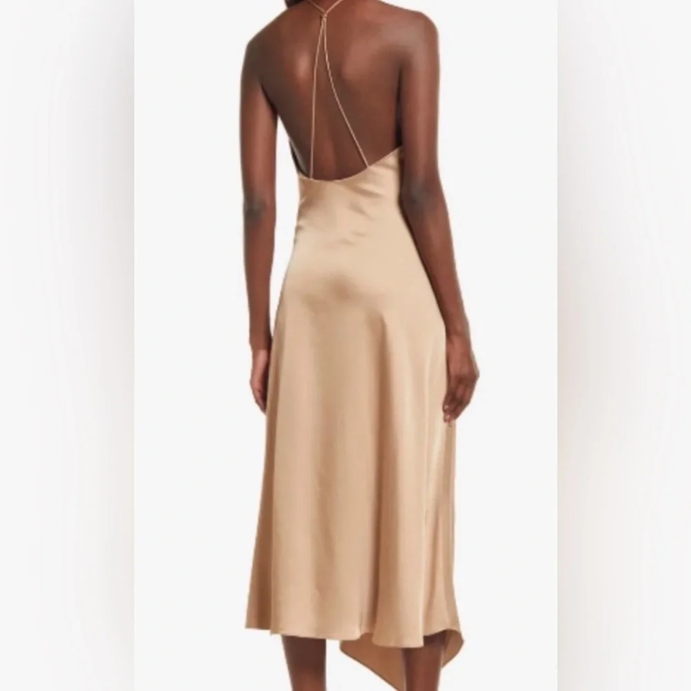 SIGNIFICANT OTHER Cocktail Midi Dress High Low Hem Gold Champage US 10/Medium